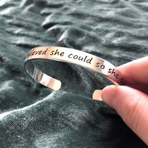 “She Believed She Could So She Did Silver Bracelet
